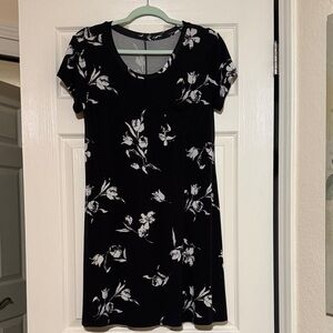 Floral Black and White Dress